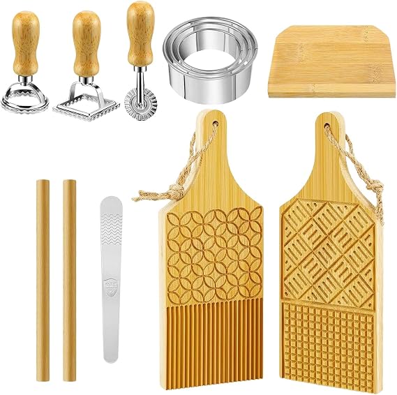 Pasta Making Accessories - Wooden Kitchen Pasta Roller and Cutter - Spaghetti Maker Set, Multipurpose Baking Accessories for Wontons Dumplings Desserts