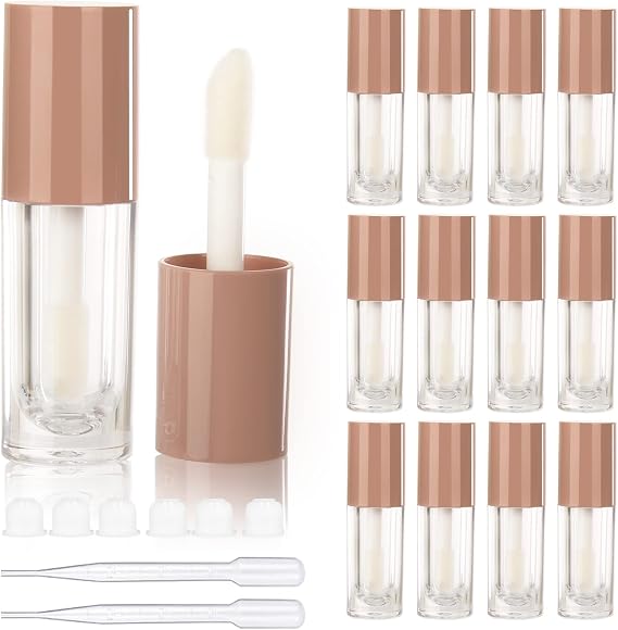 COSIDEA 14pcs Empty 6ml big brush lip gloss tubes for DIY lip gloss,Nude lipgloss containers, Nude