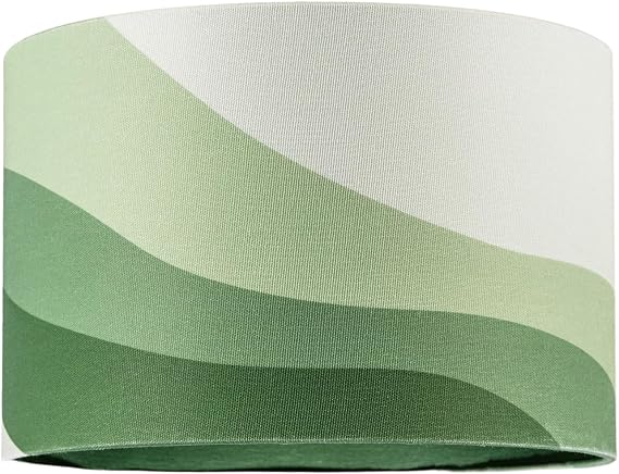 Contemporary Forest Green Linen Fabric Drum Lamp Shade with Inner and Outer Wavy Design | 30cm Diameter | Organic Layered Pattern by Happy Homewares