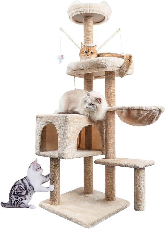 HOMIDEC Scratching Tree for Cats, 145 cm Stable Climbing Tower