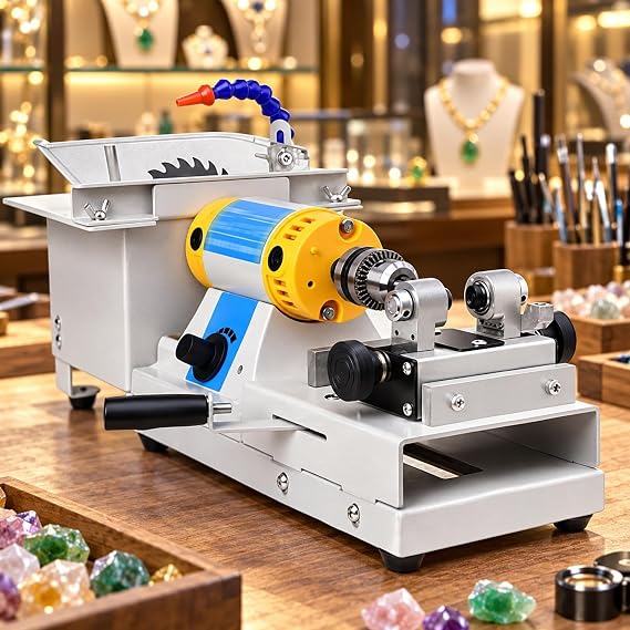 Lapidary Saw Gemstone Polishing Machine, Mini Rock Grinder Table Saw Kit