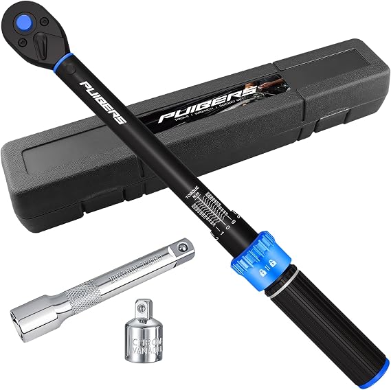 Torque Wrench Set 1/2" 20-230Nm, 3/8" Adapter & 5" Extension, Precision Torque Wrenchs ±3% Accuracy 72-Tooth Dual-Direction, Torque Wrench 1/2 Adjustable for Car/Motorcycle/Truck