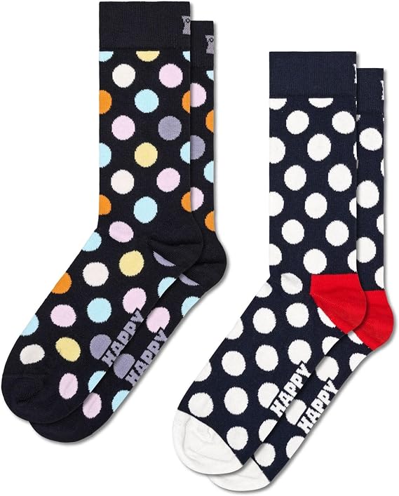 Happy Socks, 2-Pack Crew Socks, Polka Dot Socks for Men and Women
