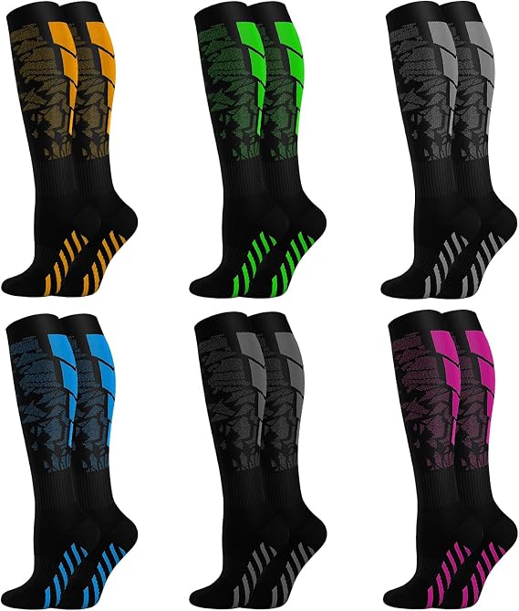 Colexy 6 Pairs Compression Socks, Compression Socks for Women and Men, for Running, Flight, Travel and Nurses - Alivian Varicose Veins