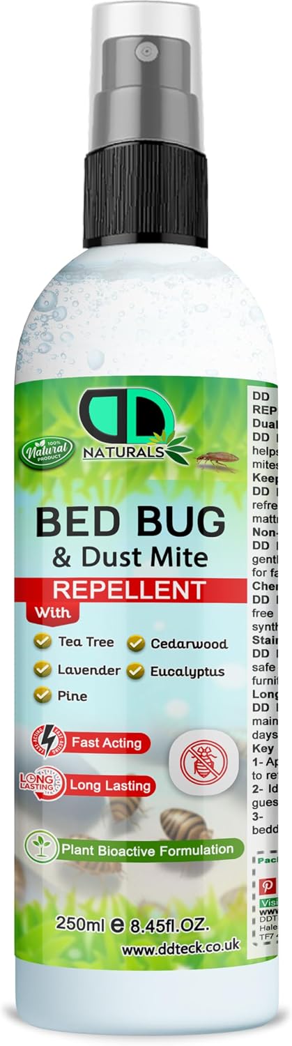 Bed Bug Repellent Spray – Professional Strength, Extended Residual Action up to 3 Months, Odourless, Non-Staining, Safe for Kids & Pets (250ml Spray)