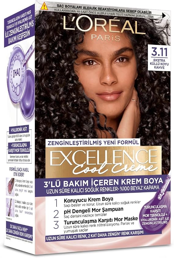 L'Oreal Paris Excellence Cool Creme Saç Boyası - 3.11 Ekstra Küllü Koyu Kahve