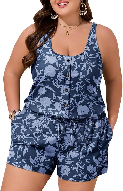 Summer Mae Plus Size Swim Romper for Women One Piece 2026 Modest Swimsuit
