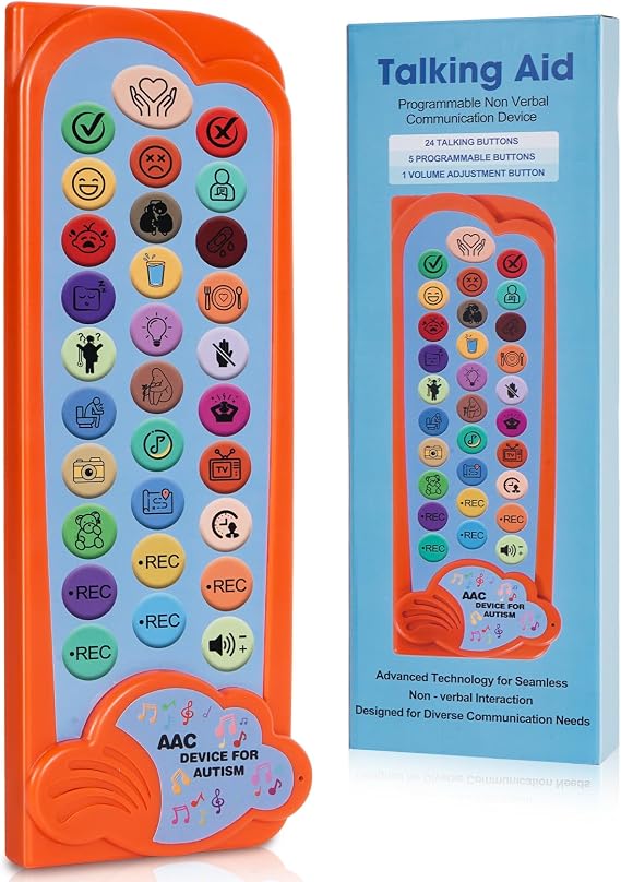 AAC Device for Autism Communication Device for Nonverbal Kids & Adults, Non Verbal Communication Tools for Speech Therapy, Autism Talking Aids with 5 Programmable Buttons & Adjustable Volume