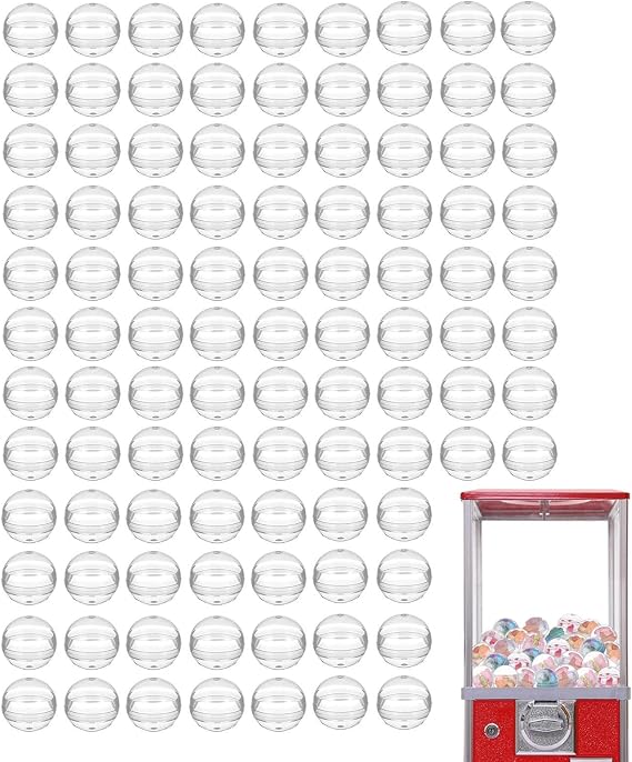 100pcs Mini Vending Machine Capsules, 1.1" Clear Fillable Balls For Prizes