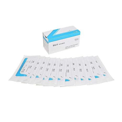 Silk Suture Thread (12 Pack) | Best Suture Practice Thread | For Medical Students, Doctors, Dental, Nurses and Veterinarians | Silk 3/0 Suture Thread | Suture Kit Add-on