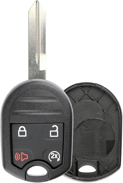 KeylessOption キーレスエントリーリモートアンカットブランクイグニッションキーブレードフォブシェルケースカバーボタン F-150 F-250 エクスプローラーエッジ用
