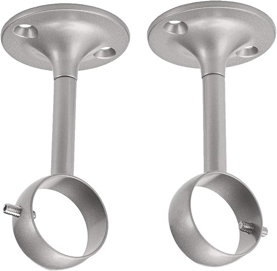 Amazon Basics Metal Curtain Pole Ceiling Brackets for up to 25 mm Curtain Rod, Set of 2, Nickel