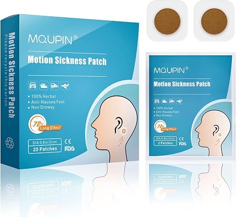 MQUPIN® Reisekrankheitspflaster für Auto und Bootsfahrten Kreuzfahrten und Flugreisen lindert Übelkeit Schwindel und Erbrechen bei Seekrankheit wirkt schnell und ohne Nebenwirkungen