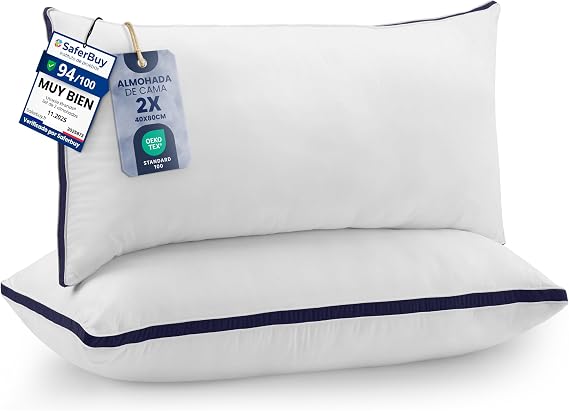 Utopia Bedding Pillow 40 x 80 cm Pack of 2, Microfibre, Navy Blue