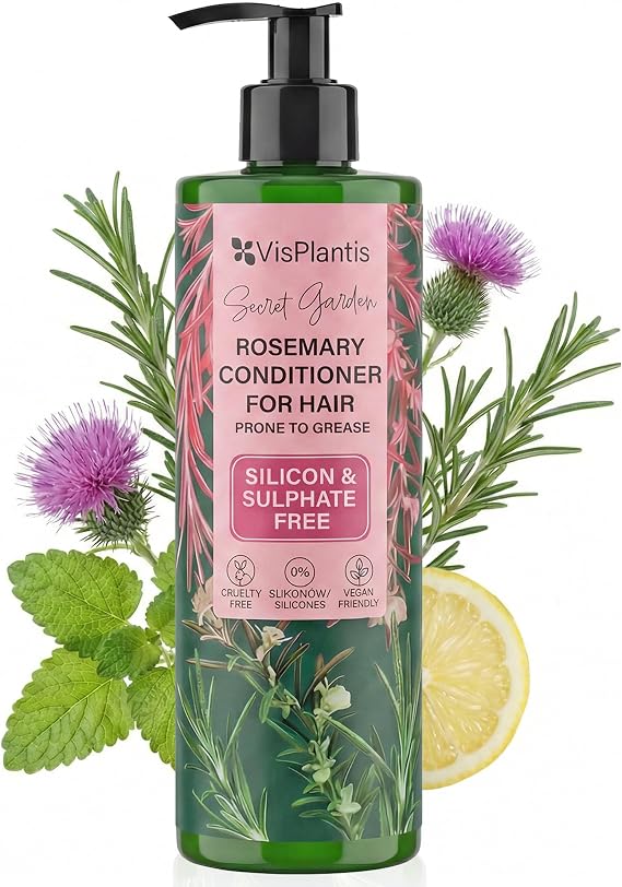 Vis Plantis Rosemary Hair Conditioner for Women with Milk Thistle & Lemon Balm Extract - 400 ML Sulphate Free Conditioner for Greasy Hair - Nourish & Strengthen the Scalp - Volumizing, Hair Thickening