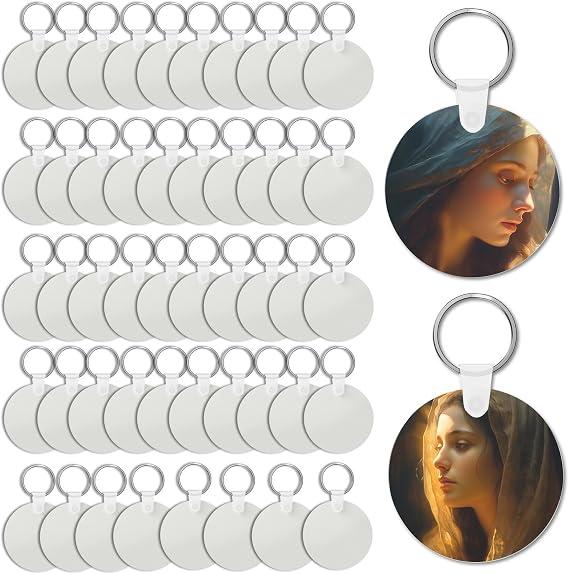 150 Pcs Sublimation Blanks Keyring Set Round MDF Heat Press Keychain