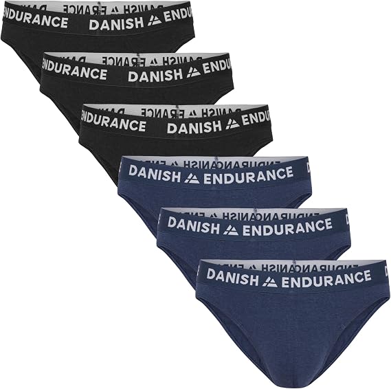 DANISH ENDURANCE Men's Bamboo Briefs, Low-Rise, Soft, 6-pack