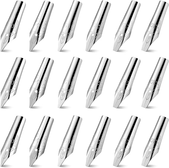 Sewroro 30pcs Fountain Pen Nibs Replacement Stainless Steel Pen Nibs Calligraphy s Ink s Dip s 6 Sizes