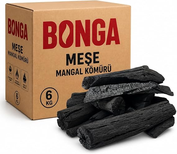 Meşe Mangal Kömürü 6 kg - Doğal Elleme Barbekü Kömürü, Uzun Yanışlı Yüksek Isılı Izgara ve Mangal Kömürü, Kamp, Piknik ve Restoran BBQ Kullanımı İçin