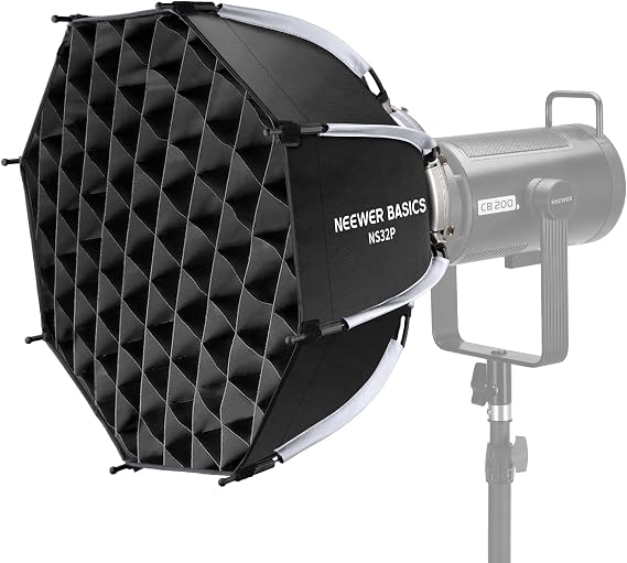NEEWER BASICS Octagonal Softbox Kit for Studio Photography Video Recording Streaming, 18"/45cm Quick Release Bowens Mount Softbox/Grid/Light Diffusers/Bag for Continuous Lighting & Strobe Flash, NS32P