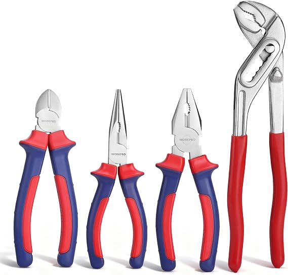 WORKPRO Pliers Set, 4 Pieces, Carbon Steel