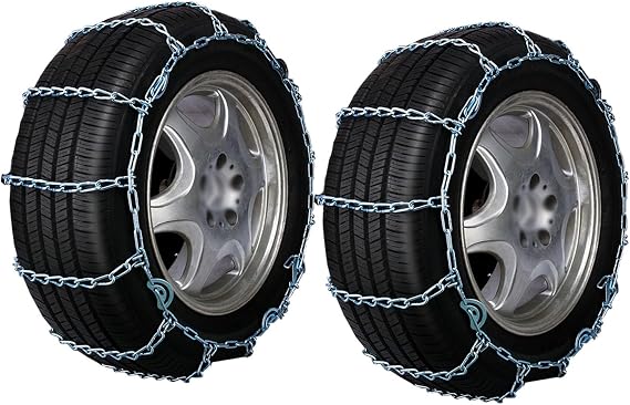 Snow Chains for Car–Quick Fit,Easy Installation, Reusable Tire Chains for Winter Emergency Traction (Set of 2) 255/40 R17