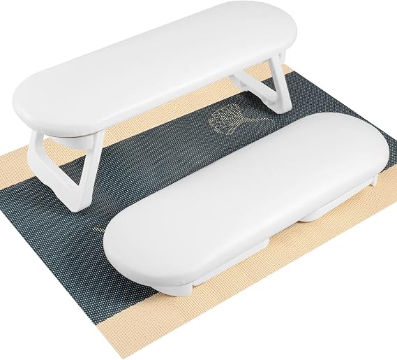 CGBE Nail Arm Rest, Soft PU Leather Arm Rest For Nails, Hand Rest For Nails With Foldable Hand Holder Non-slip Mat, Nail Hand Rest Arm Rest Manicure Hand Rest For Nail Tech Home Salon Use (White)