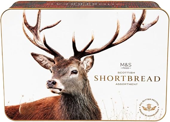 Marks and Spencer All Butter Scottish Shortbread Assortment 650g | Baked in Edinburgh Stag Design Tin in Premier Life Store Box