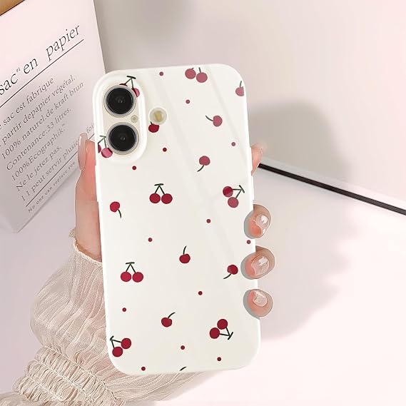 Phoona Pink Blue Flower Case for iPhone 16 6.1", Preppy Vintage Girly Aesthetic Pattern Design, Raised Camera Protection Bumper Soft Slim TPU Shockproof Protective Cover for Girls Women