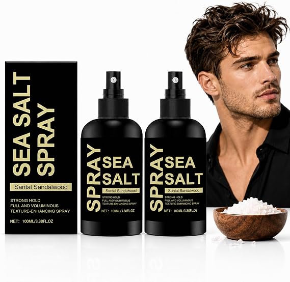 Sea Salt Spray 100ml For Textured Everyday Styling - Natural Volume & Beach Waves For Men, Lightweight Non-Sticky Formula Enhances Curls, Reduces Frizz, Adds & Strong Hold (2 Pack)