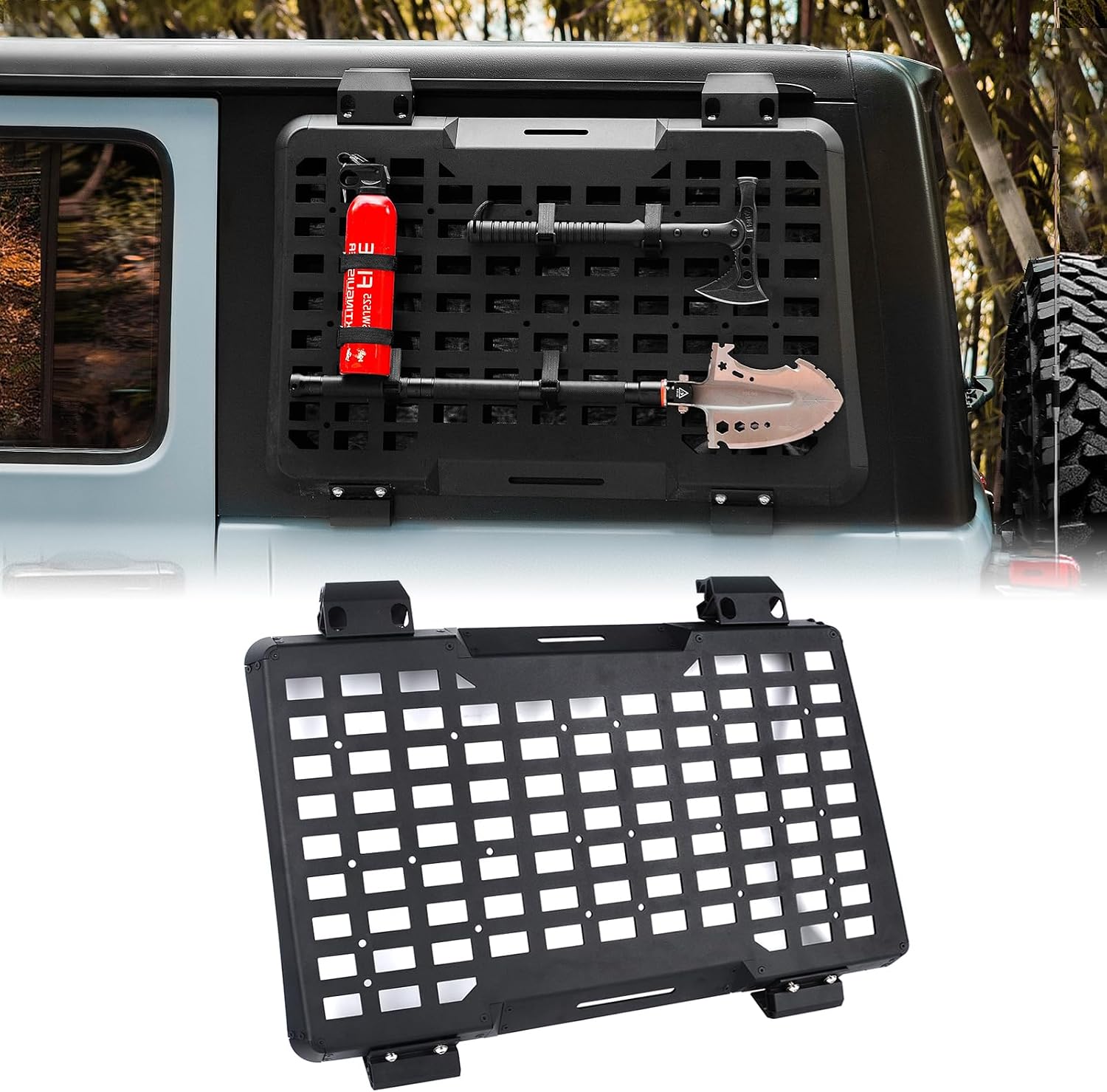 MAIKER Rear Window Molle Panel Modular Storage Panel System Rear Window Protective Decoration for 2018-2025 Jeep Wrangler JL 4 Doors, Driver side