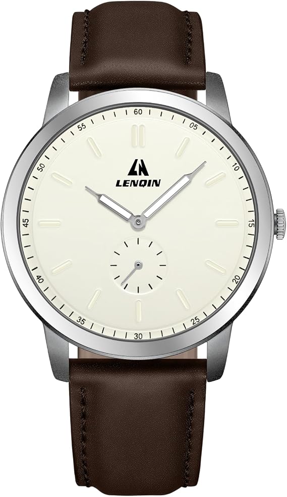 LN LENQIN Watches Men's Watch 30 m Waterproof Watch Analogue Quartz Watch Fashion Casual Designer Watch for Men Leather Strap