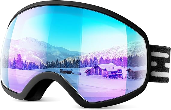 EasYoung Ski Goggles for Men Women Youth, Skiing Snowboard Goggles with Over Glasses, Anti-fog, UV Protection, Helmet Compatible