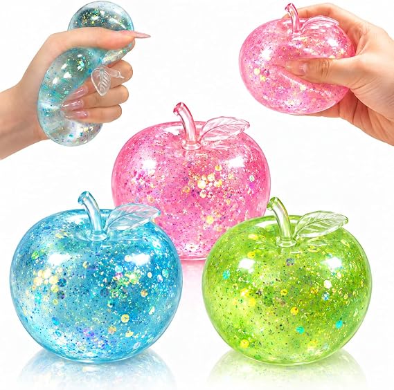 Apple Squishy ストレスボール クリア オーロラ カワイ フルーツ スクイーズ フィジェットトイ 3個。
