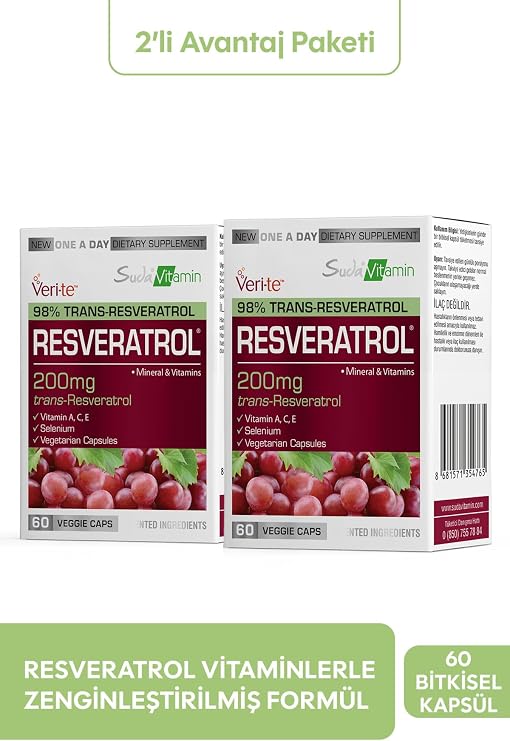 Suda Vitamin Resveratrol 200 mg, 60 Kapsül, 2 Adet, Mineral ve Vitaminler