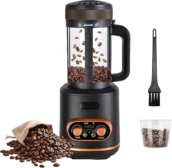 Coffee Roasting Machine 300g Electric Hot Air Coffee Bean, Adjustable Timer 1 to 25min & 150 to 240°C Temperature & 3 Wind Speed, for Cafe Shop Restaurant Home Office 2200W