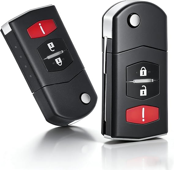 2PCS Keyecu Replace Flip Shell Remote Key Case Fob 3 Button For 3 5 6 RX8 CX5 CX7 CX9 by KEYECU