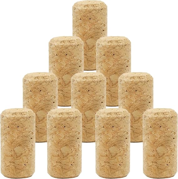 10 adet şarap mantarı, mantar tapası, uzunluk 38 mm, Ø 21 mm
