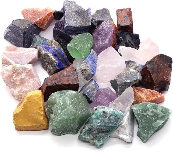 Natural Raw Fluorescent Crystal Stones - Mixed Healing Gemstone Specimens, Raw Rocks for Diffuser Oils, Home Decor, Birthday Gift Collection