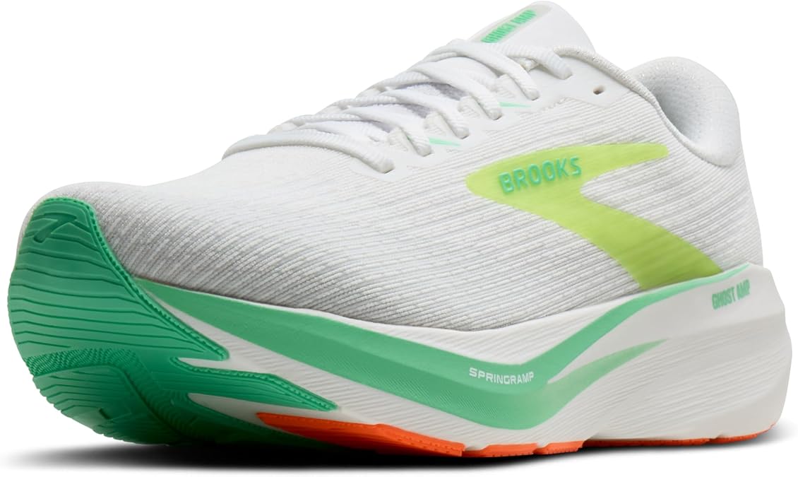 Brooks メンズ Ghost Amp ランニングシューズ, ホワイト/パラダイスグリーン/ナイトライフ。, 8.5 Wide