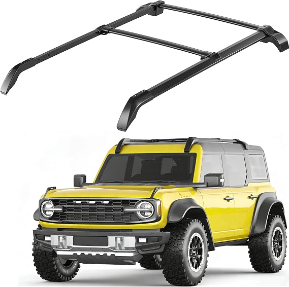 Wonderdriver - Roof Rack Cross Bars Kit Compatible with Ford Bronco 2021 2022 2023 2024 2025, 2 Door and 4 Door Hardtop, Aluminum Crossbars, Roof Rails, Kayak