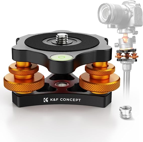 K&F CONCEPT Aluminium Levelling Base for Tripod Head with 3/8 Screw
