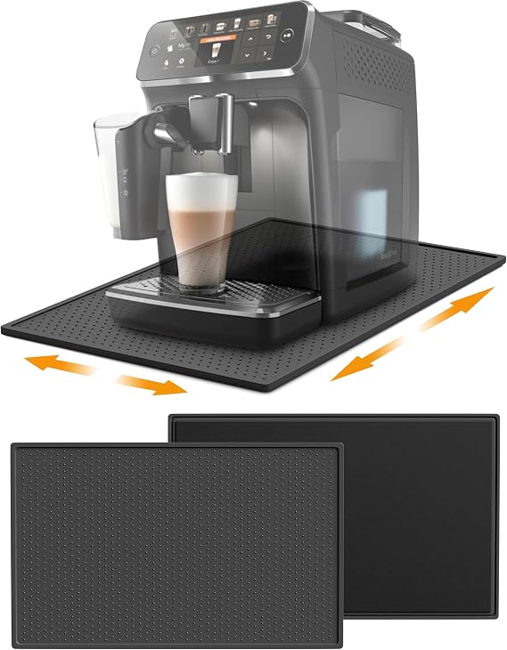 Coffee Machine Silicone Mat 48x30cm, Countertop Protector Sliding Mat for De Longhi Magnifica Philips LatteGo Siemens Breville Tassimo Coffee Makers Accessories Ninja Air Fryers Heat Resistant Mat