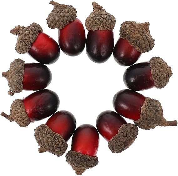 Artificial Acorns 25Pcs Lifelike Fake Acorn Decorations for Christmas Crafting Wreaths Vase Fillers Natural Cap Simulation Acorn Ornaments