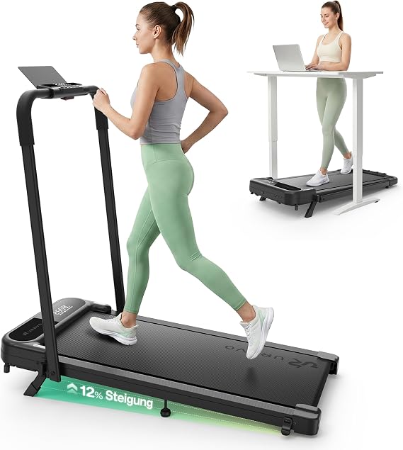 UREVO 2 in 1 Walking Pad Folding Treadmill with App for Home