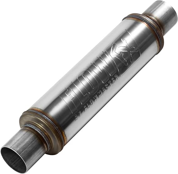 "Flowmaster 71416 2.50""In(C)/Out(C) Flow Fx Muffler, Round, 14""", brushed