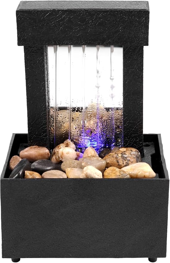 Tabletop Fountain,Indoor Tabletop Water Fountain,Home Desktop Waterfall Meditation Fountain,Sound Relaxation Fountain Ornament for Table Office Home Bedroom (Mirror-like waterfall)