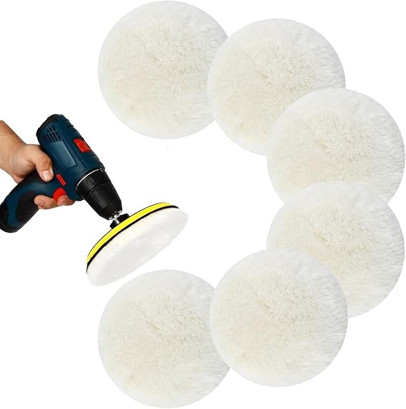 Pack of 6 Lambswool Polishing Discs Compatible with Bosch Random Orbital Sander Polishing Pads 125 mm Lambswool Polishing Pads Polishing Covers for Random Orbital Sanders with for Car Cork Floors etc