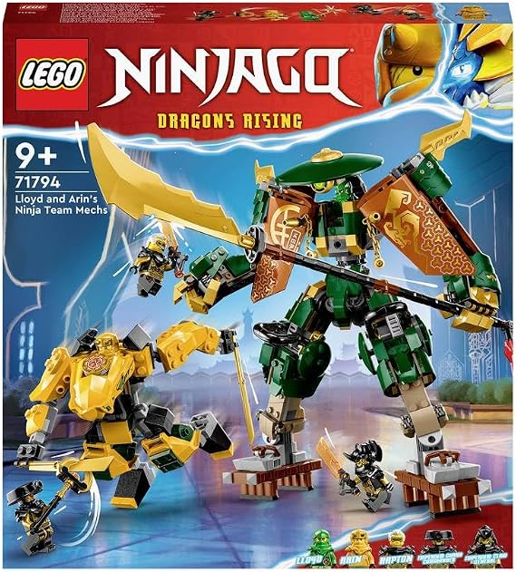 LEGO NINJAGO 71794 L'Équipe de Robots des Ninjas Lloyd et Arin, Jouet de Ninja pour Enfants