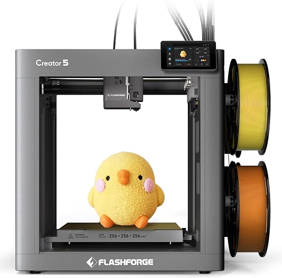 Flashforge Creator 5 Multicolor 3D Printer with 4 Independent Heads, Multi-Material 3D Printer with Fully Automatic Calibration and Leveling, Maximum Speed: 600mm/s